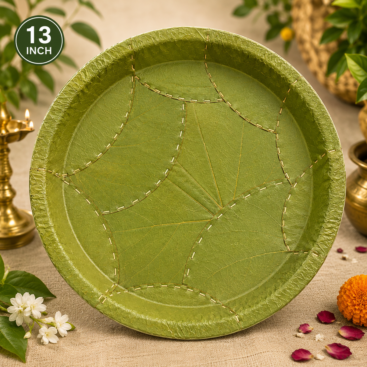 13-Inch Natural Siali Leaf Plates