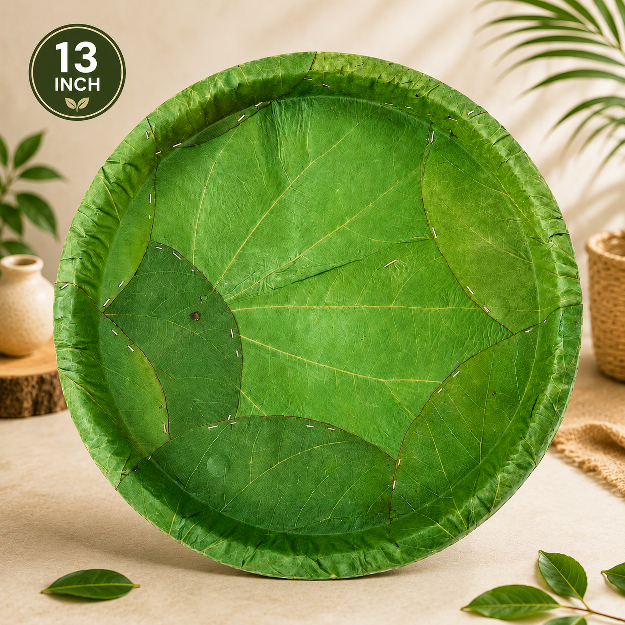 13-Inch Natural Siali Leaf Plates