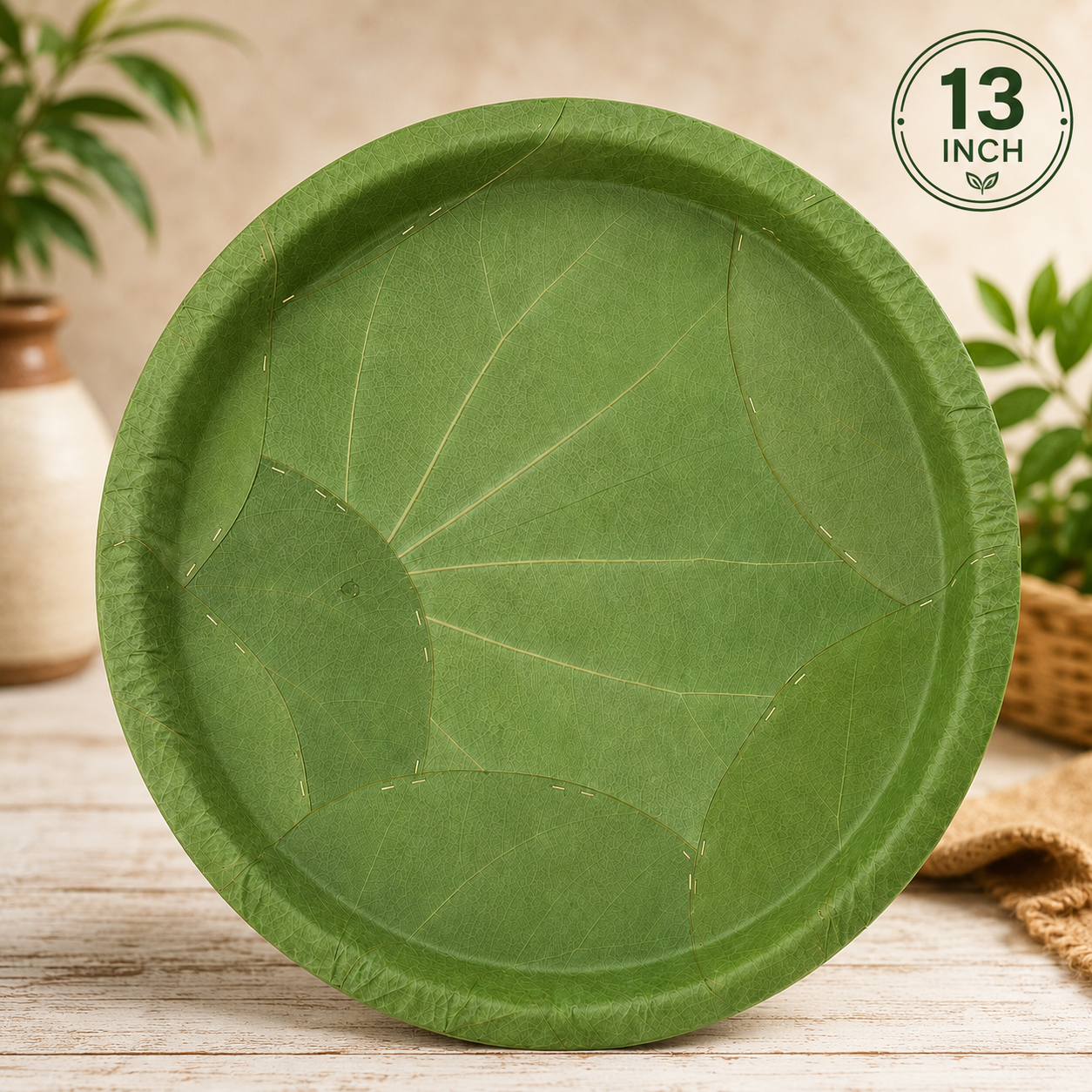 13-Inch Natural Siali Leaf Plates