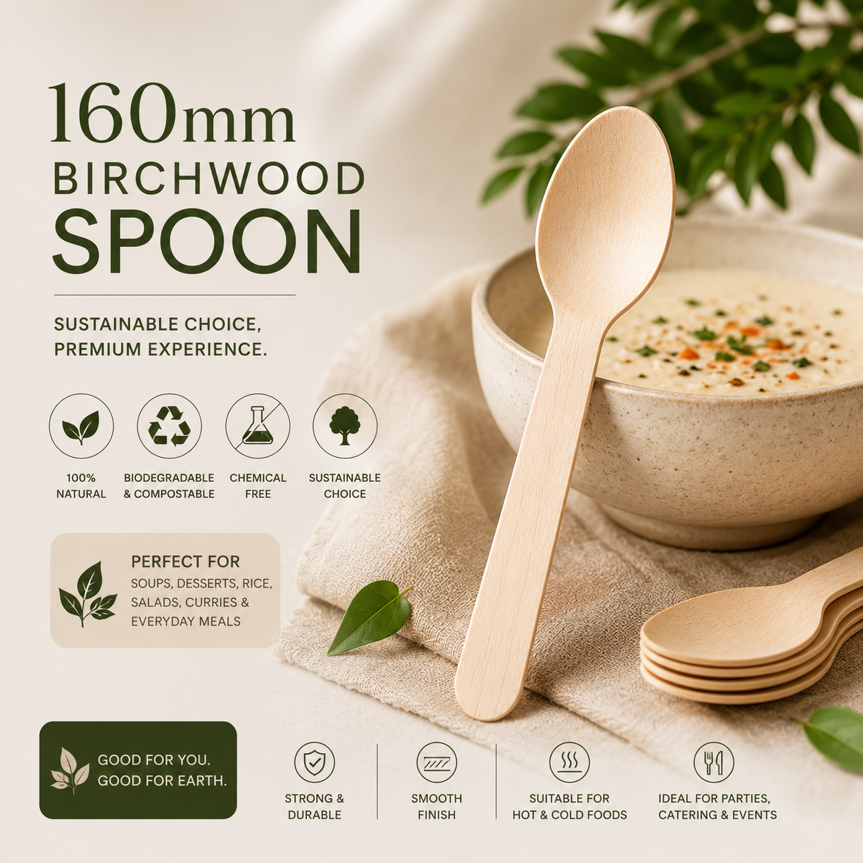 160 mm Birchwood Spoon
