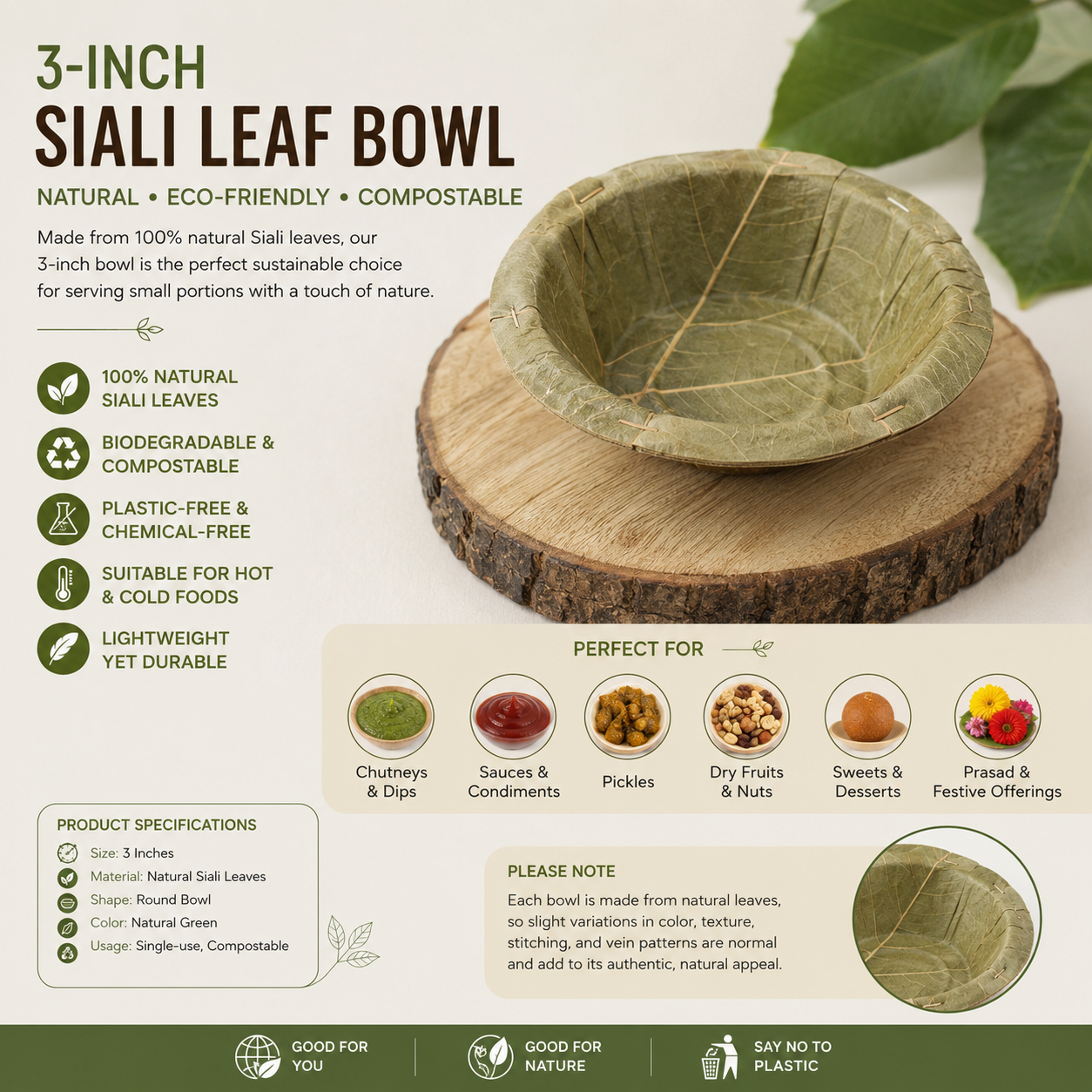 3-Inch Siali Leaf Bowl