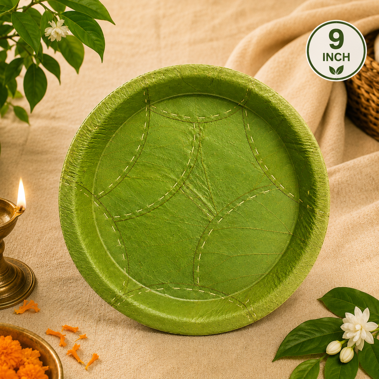 9-Inch Siali Leaf Plates